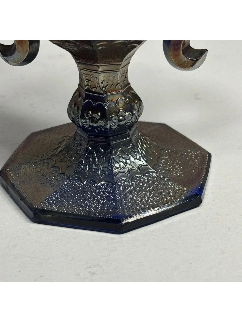 Fenton Blue Carnival Glass Orange Tree Loving Cup